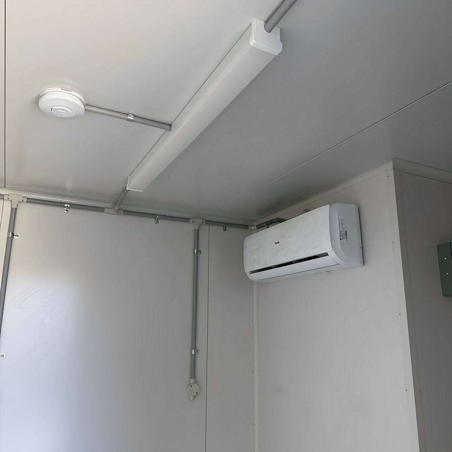 White Modified 10ft Shipping Container with AC - Fortress containers
